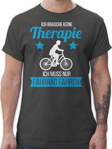 T-Shirt Herren - Bekleidung Radsport - Ich Brauche Keine Therapie ich muss nur Fahrrad Fahren weiß - XL - Dunkelgrau - t Shirt Cycle Tshirt fahrrädern für fahrradbegeisterte Shirts Maenner von Shirtracer