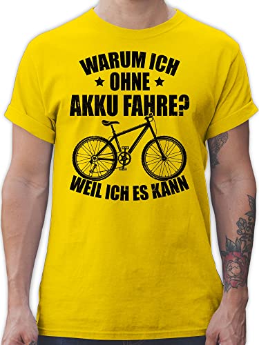 T-Shirt Herren - Fahrrad Bekleidung Radsport - Warum ich ohne Akku fahre - Weil ich es kann - schwarz - M - Gelb - Fun-t-Shirts Shirt mit fahrradmotiv Radfahren Geschenk Tshirt Radsport-Bekleidung von Shirtracer