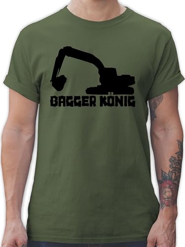 T-Shirt Herren - Fahrzeuge - Bagger König - XXL - Army Grün - männertagsgeschenke t Shirt flugzeugen Tshirt Erwachsene Fahrzeug Tshirts männertag männer von Shirtracer