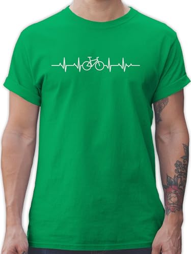 T-Shirt Herren - Fahrzeuge - Herzschlag Fahrrad Rad Mountainbiker Geschenk - XXL - Grün - Tshirts Tshirt Mountainbike t Shirt Men Biker Shirts männer EKG Kurzarm Radfahren für rennrad Baumwolle von Shirtracer