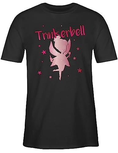 T-Shirt Herren - Festival & Konzert - Trinkerbell Rot - 3XL - Schwarz - besoffen Tshirt Outfit Sachen für Saufen sprüche männer Oberteil Shirt Malle Party JGA Shirts tinkerbelle Tshirts von Shirtracer