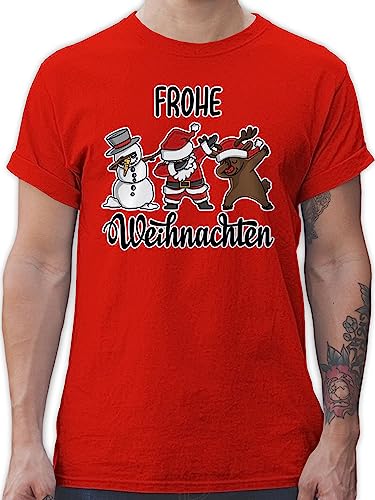 T-Shirt Herren - Frohe Weihnachten Dabbing I Weihnachtsmotiv - M - Rot - weihnachtstshirtmänner weihnachtsshirt Christmas dab Tshirt weihnachtsthirt weihnachtsshirts weihnacht Xmas Shirt von Shirtracer