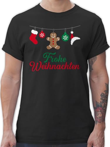 T-Shirt Herren - Frohe Weihnachten I Weihnachtsmotiv - 3XL - Schwarz - weihnachtstshirtmänner weihnachtsshirt Christmas Xmas Tshirt weihnachtsthirt weihnachtsshirts weihnacht girlanden Shirt von Shirtracer