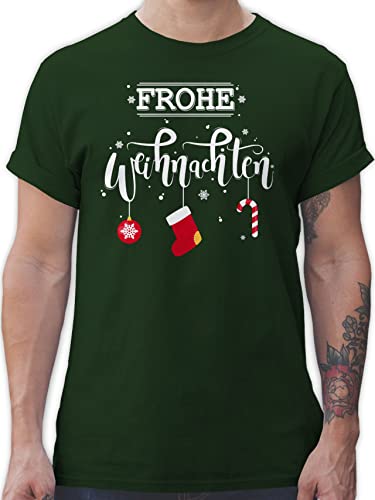 T-Shirt Herren - Frohe Weihnachten I Weihnachtsmotiv - M - Dunkelgrün - weihnachtsthirt weihnachtsshirt Christmas weihnacht Tshirt Weihnachtspullover weihnachtsshirts Weihnachts Shirt von Shirtracer