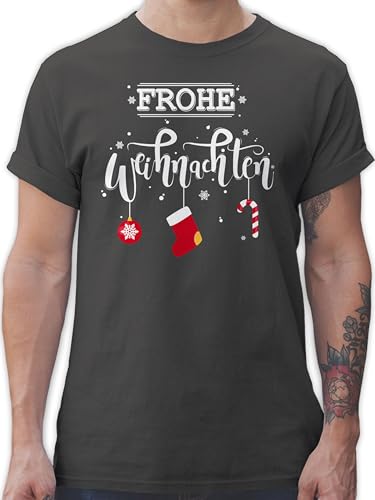 T-Shirt Herren - Frohe Weihnachten I Weihnachtsmotiv - XL - Dunkelgrau - weihnachtsthirt weihnachtsshirt Christmas weihnacht Tshirt Weihnachtspullover weihnachtsshirts Weihnachts Shirt von Shirtracer