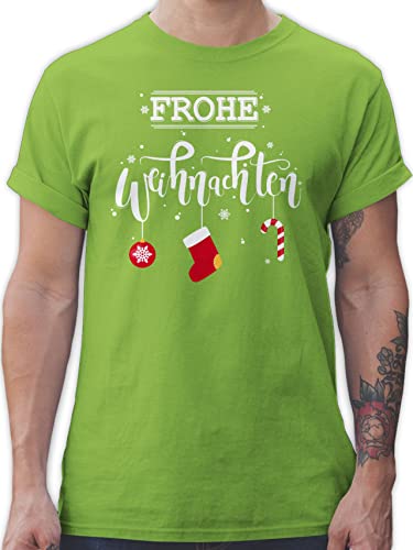 T-Shirt Herren - Frohe Weihnachten I Weihnachtsmotiv - XL - Hellgrün - weihnachtsthirt weihnachtsshirt Christmas weihnacht Tshirt Weihnachtspullover weihnachtsshirts Weihnachts Shirt von Shirtracer