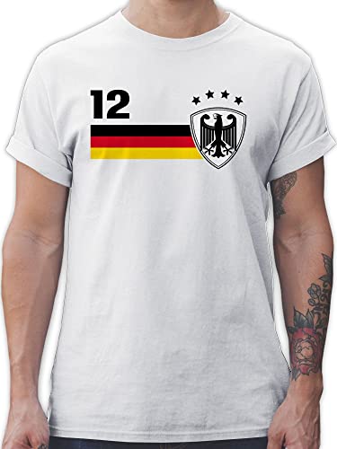 T-Shirt Herren - Fußball EM - 12. Mann Deutschland Mannschaft WM - XXL - Weiß - em- Fanartikel Nationalmannschaft t Shirt deutschlandtrikot2021kinder Europameisterschaft 2024 deutsche Tshirt triko von Shirtracer