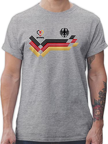 T-Shirt Herren - Fußball EM WM - Deutschland Germany Adler Schwarz Rot Gold - 3XL - Grau meliert - Fussball-wm Deutschland-Fanartikel t Herren-Shirt Deutschland-Trikot Shirt 2024 Fussball von Shirtracer