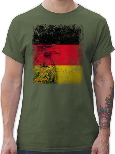 T-Shirt Herren - Fußball EM - Deutschland WM Adler Flagge Germany - XL - Army Grün - Shirt Tshirt Europameisterschaft 2024 t Shirts männer em- Fanartikel t-Shirts Fussball Tshirts fu Ball von Shirtracer