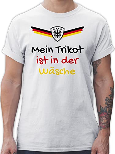 T-Shirt Herren - Fußball EM WM - Mein Trikot ist in der Wäsche Deutschland - 3XL - Weiß - Fussball 2022 t-Shirts Trikots em24 Team Shirt Europameisterschaft 2024 Tshirt em- Fanartikel von Shirtracer