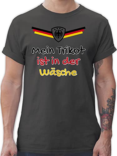 T-Shirt Herren - Fußball EM WM - Mein Trikot ist in der Wäsche Deutschland - XL - Dunkelgrau - t Shirts männer Europameisterschaft 2024 Tshirt Fussball t-schirt Fanartikel t-Shirts fu Ball Shirt von Shirtracer