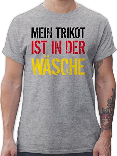 T-Shirt Herren - Fußball EM - Mein Trikot ist in der Wäsche WM Deutschland - 5XL - Grau meliert - Fussball Tshirts männer 2024 Europameisterschaft t Shirts Fussball-wm Tshirt Fanartikel Shirt von Shirtracer