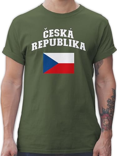 T-Shirt Herren - Fußball EM WM - Ceska Republika Schriftzug mit Flagge | Česká Republika | Tschechische Republik | Tschechien | Czech Republic - M - Army Grün - Fussball Shirt männer T-Shirt Herren - Fußball EM WM - Ceska Republika Schriftzug mit Flagge | Česká Republika | Tschechische Republik | Tschechien | Czech Republic - M - Army Grün - Fussball Shirt männer von Shirtracer