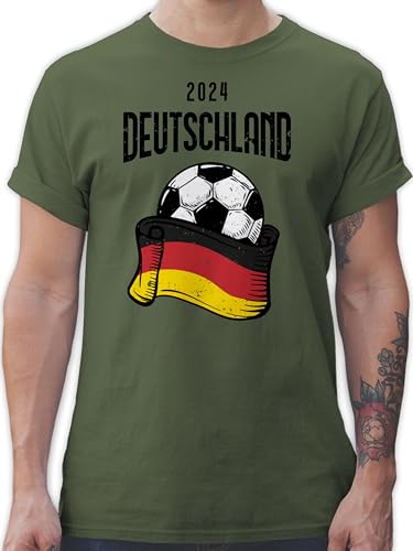 T-Shirt Herren - Fußball EM WM - Germany 2024 Deutschland - 3XL - Army Grün - Shirts en Europameisterschaft Fussball Shirt männer fu Ball t-Shirts Tshirt fußball-Fanartikel t Fanartikel em24 von Shirtracer