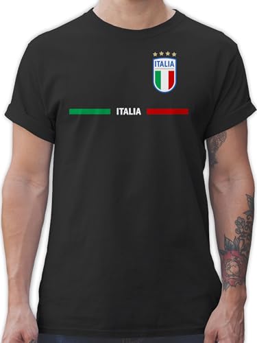 T-Shirt Herren - Fußball EM WM - Italien Trikot Wappen | Italia mit Stolz | Italienisches Fan-Motiv - 3XL - Schwarz - Italien. fussballtrikot Fussball Shirt männer Europameisterschaft Italy Tshirt von Shirtracer