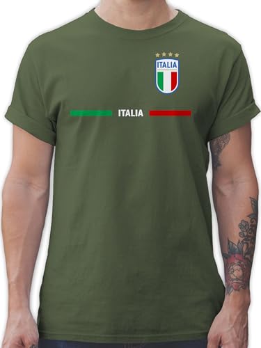 T-Shirt Herren - Fußball EM WM - Italien Trikot Wappen | Italia mit Stolz | Italienisches Fan-Motiv - L - Army Grün - Italien. fussballtrikot Fussball Shirt männer Europameisterschaft Italy von Shirtracer