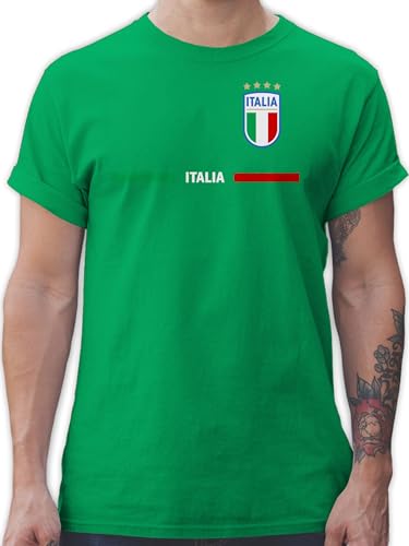 T-Shirt Herren - Fußball EM WM - Italien Trikot Wappen | Italia mit Stolz | Italienisches Fan-Motiv - XL - Grün - Italien. fussballtrikot Fussball Shirt männer Europameisterschaft Italy Tshirt von Shirtracer