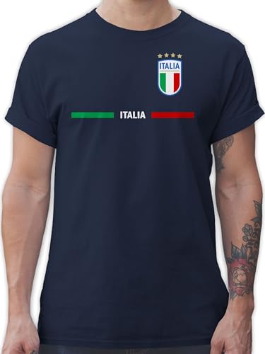 T-Shirt Herren - Fußball EM WM - Italien Trikot Wappen | Italia mit Stolz | Italienisches Fan-Motiv - XL - Navy Blau - Tshirt Fussball Shirt männer Europameisterschaft Italy Funshirt 2024 von Shirtracer