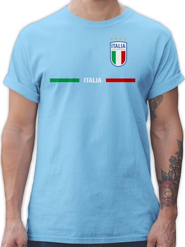 T-Shirt Herren - Fußball EM WM - Italien Trikot Wappen | Italia mit Stolz | Italienisches Fan-Motiv - XXL - Hellblau - Tshirt Fussball Shirt männer Europameisterschaft Italy Funshirt 2024 von Shirtracer