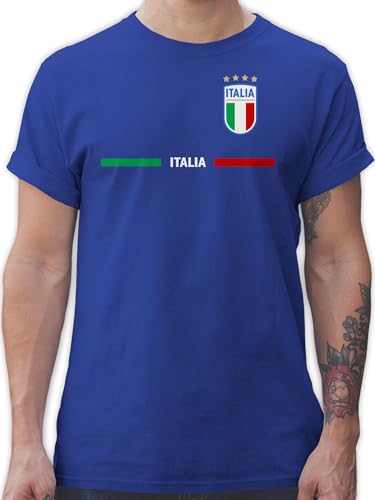 T-Shirt Herren - Fußball EM WM - Italien Trikot Wappen | Italia mit Stolz | Italienisches Fan-Motiv - XXL - Royalblau - Italien. fussballtrikot Fussball Shirt männer Europameisterschaft Italy von Shirtracer