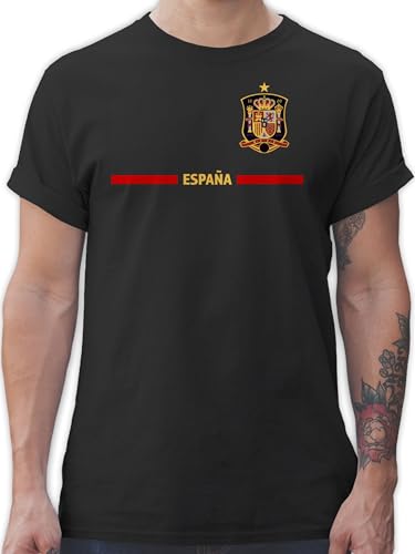 T-Shirt Herren - Fußball EM WM - Spanisches Trikot Wappen | España mit Stolz | Spanien Fan-Motiv - 3XL - Schwarz - spanische Fussball Shirt männer Europameisterschaft Spain Tshirt 2024 von Shirtracer