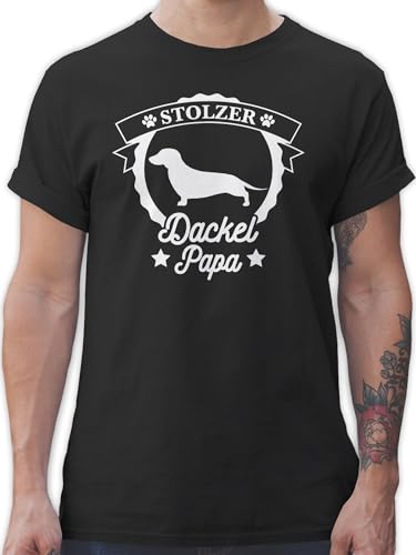 T-Shirt Herren - Geschenk für Hundebesitzer - Stolzer Dackel Papa - M - Schwarz - dackel+Tshirt hundeshirt hundefan Dachshund Tshirt hundeshirts Hundefans dackelmotiv Shirts von Shirtracer