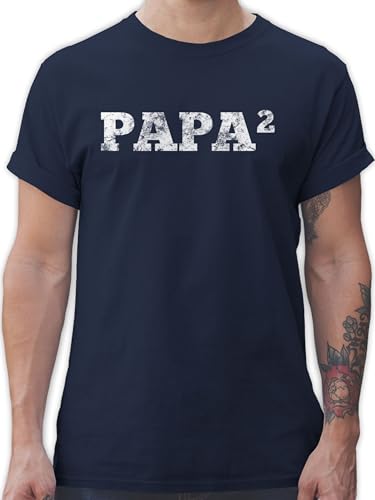 T-Shirt Herren - Geschenk zum Vatertag - 2-Fach Papa - XL - Navy Blau - Geschenke Fuer Papas Tshirt väter sprüche Vater männertagsgeschenk maennertag Vatertagsgeschenk für Vatertags die besten von Shirtracer