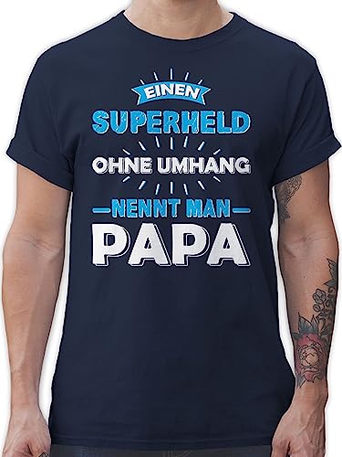 T-Shirt Herren - Geschenk zum Vatertag - Einen Superheld ohne Umhang nennt Man Papa - 5XL - Navy Blau - für väter erster Vater Geschenke Vatertags Tshirt fatertaggeschenke superhelden von Shirtracer