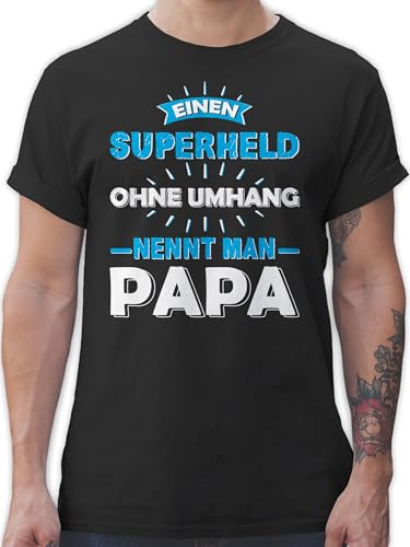 T-Shirt Herren - Geschenk zum Vatertag - Einen Superheld ohne Umhang nennt Man Papa - L - Schwarz - Vatertagsgeschenk Vatertagsgeschenke Tshirt Himmelfahrt Shirt Geschenke Vater superhelden Tshirts von Shirtracer