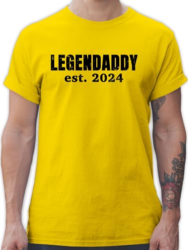 T-Shirt Herren - Geschenk zum Vatertag - Legendaddy est. 2024 I Frischgebackenen Vater Werdender Papa - M - Gelb 1. Vatertagsgeschenk Tshirts Tshirt Himmelfahrt Shirt vaeter von Shirtracer