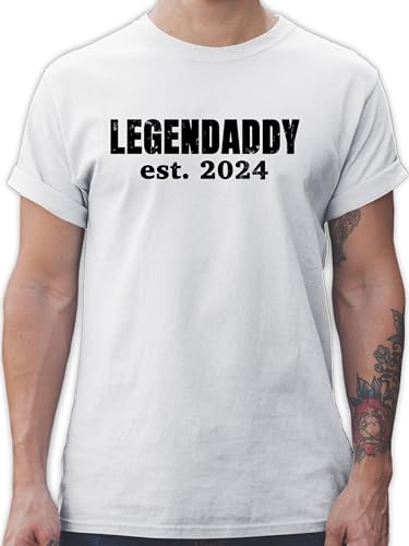 T-Shirt Herren - Geschenk zum Vatertag - Legendaddy est. 2024 I Frischgebackenen Vater Werdender Papa - M - Weiß - Shirts für Vatertags t Shirt Fater Tag est 2033 teschrt Man dad Tshirt von Shirtracer