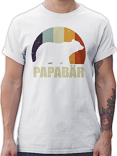 T-Shirt Herren - Geschenk zum Vatertag - Papa Bär Papa Bear - L - Weiß - Shirt mit Vater t männer Tshirt Bester Vatertagsgeschenk für paps t-Shirts erstes maennertag Fun von Shirtracer