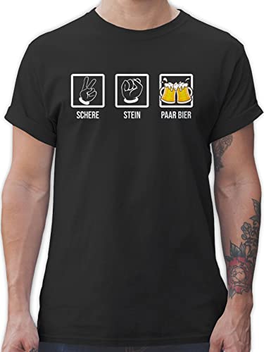 T-Shirt Herren - Geschenk zum Vatertag - Schere Stein Paar Bier - Lustiges Saufen Bierliebhaber Betrinken Hopfen Alkohol Malle - 5XL - Schwarz - Papa Tag fatertaggeschenke vateetag himmelfahrts von Shirtracer