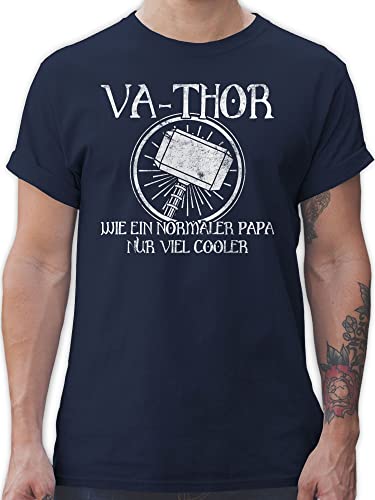 T-Shirt Herren - Geschenk zum Vatertag - Vathor wie EIN normaler Papa nur viel Cooler - XL - Navy Blau - Baba Tshirt Best Daddy maennertagsgeschenk Geschenke Fuer Papas von Shirtracer