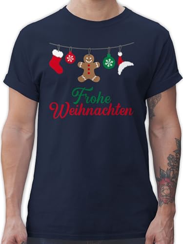 T-Shirt Herren - Frohe Weihnachten I Weihnachtsmotiv - 5XL - Navy Blau - weihnachtstshirtmänner weihnachtsshirt Christmas Xmas Tshirt weihnachtsthirt weihnachtsshirts weihnacht girlanden Shirt von Shirtracer