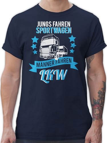 T-Shirt Herren - Geschenke Trucker - Geschenk LKW Fahrer - Jungs Fahren Sportwagen echte Männer LKW - XXL - Navy Blau - für LKW-Fahrer sprüche Tshirt Bilder Fun-t-Shirts tischert Shirt Shirts von Shirtracer