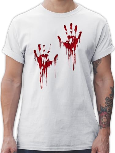T-Shirt Herren - Halloween - Blutige Hände Blut Handabdruck Blutverschmiert Blutiges Blutspritzer Handabdrücke Blutig - XXL - Weiß - blutverschmiertes Tshirt halloweenshirt Haloween Outfits T-Shirt Herren - Halloween - Blutige Hände Blut Handabdruck Blutverschmiert Blutiges Blutspritzer Handabdrücke Blutig - XXL - Weiß - blutverschmiertes Tshirt halloweenshirt Haloween Outfits von Shirtracer