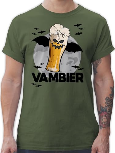 T-Shirt Herren - Halloween - Vambier - M - Army Grün - männer Oberteil säufer Tshirt kostüm hallooween alkoholiker tichert Alki Shirt Oberteile Halloween. Trink baumwollshirt von Shirtracer