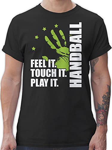 T-Shirt Herren - Handball EM 2026 Trikot Ersatz - Feel it. Touch it. Play it. - weiß - 5XL - Schwarz - Handballer Tshirt hanball halbball Handball. Handball, beachhandball wm 2022 Fans Fan Geschenk von Shirtracer