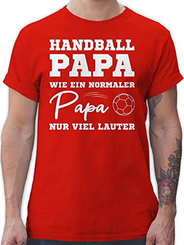 T-Shirt Herren - WM 2023 Trikot Ersatz - Handball Papa wie EIN normaler Papa nur viel lauter weiß - L - Rot - t Shirt Fans Shirts männer em t-Shirts sprüche leiberl Geschenke Tshirt Fan hanball von Shirtracer