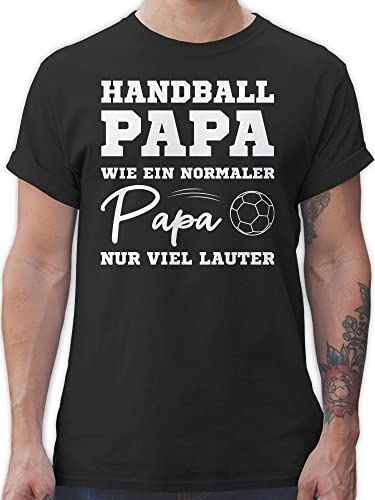 T-Shirt Herren - WM 2023 Trikot Ersatz - Handball Papa wie EIN normaler Papa nur viel lauter weiß - L - Schwarz - männer Tshirt Handball, leiberl halbball t-Shirts beachhandball Shirts hanball von Shirtracer