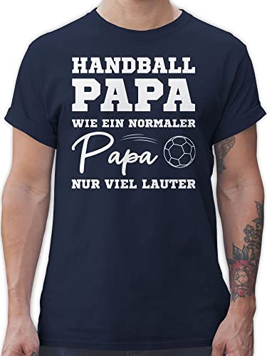 T-Shirt Herren - WM 2023 Trikot Ersatz - Handball Papa wie EIN normaler Papa nur viel lauter weiß - XL - Navy Blau - Tshirt Geschenke t Shirts männer em t-Shirts Fan Shirt Geschenk Fans von Shirtracer