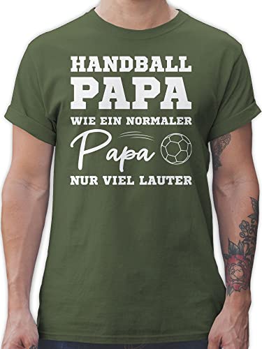 T-Shirt Herren - WM 2023 Trikot Ersatz - Handball Papa wie EIN normaler Papa nur viel lauter weiß - XXL - Army Grün - halbball Shirt hanball Shirts männer beachhandball t-Shirts von Shirtracer