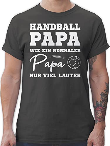 T-Shirt Herren - WM 2023 Trikot Ersatz - Handball Papa wie EIN normaler Papa nur viel lauter weiß - XXL - Dunkelgrau - Tshirt Mann Handballer t Shirt halbball t-Shirts Handball. Shirts männer von Shirtracer