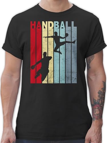 T-Shirt Herren - Handball WM 2023 Trikot Ersatz - Handballspieler Vintage - 5XL - Schwarz - t Shirts männer Handballer Fun Shirt beachhandball Tshirt Handball, tischert hanball Tshirts halbball von Shirtracer