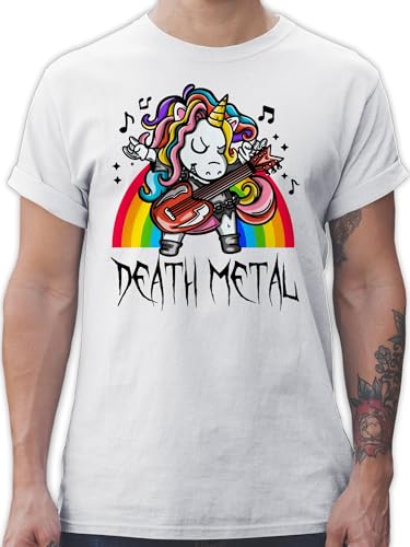 T-Shirt Herren - Heavy Musik Hard Rock - Death Metal Einhorn - Unicorn - 3XL - Weiß - Shirt tichert männer t schirts Tshirt Herren, Shirts Maenner tischert t-Shirts Tshirts für Fun Kurzarm Mann von Shirtracer