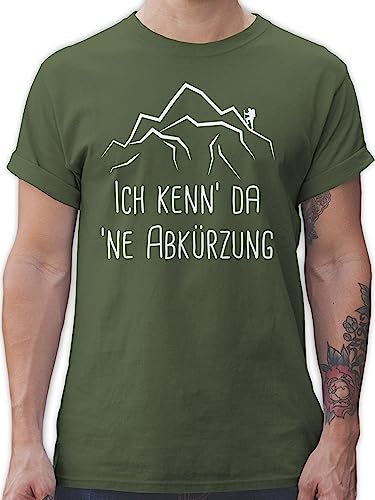 T-Shirt Herren - Hobby Outfit - Ich Kenn' da 'ne Abkürzung - 3XL - Army Grün - Tshirt Bergsteigen Shirt männer wanderspruch Shirts Kenn ne teschrt Man sprüche wandern thisert kenne eine von Shirtracer