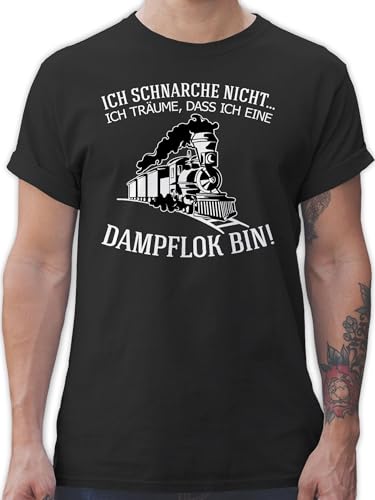 T-Shirt Herren - Hobby Outfit - Ich schnarche Nicht Ich träume DASS ich eine Dampflok Bin - Geschenk Lokführer Eisenbahn Bahn - 3XL - Schwarz - Zug Shirt schnarch Tshirt dampfloks Funshirts von Shirtracer