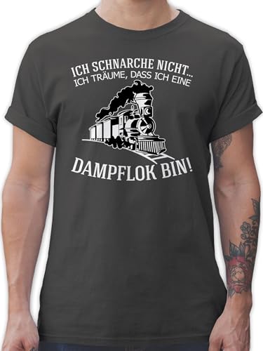T-Shirt Herren - Hobby Outfit - Ich schnarche Nicht Ich träume DASS ich eine Dampflok Bin - Geschenk Lokführer Eisenbahn Bahn - XXL - Dunkelgrau - Zug Shirt schnarch Tshirt dampfloks Funshirts von Shirtracer