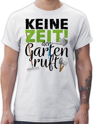 T-Shirt Herren - Hobby Outfit - Keine Zeit der Garten Ruft - Gartengeräte - L - Weiß - mit sprüchen männer Shirt sprüche t-Shirts pflanzenliebhaber Tshirt Mann Baumwolle von Shirtracer